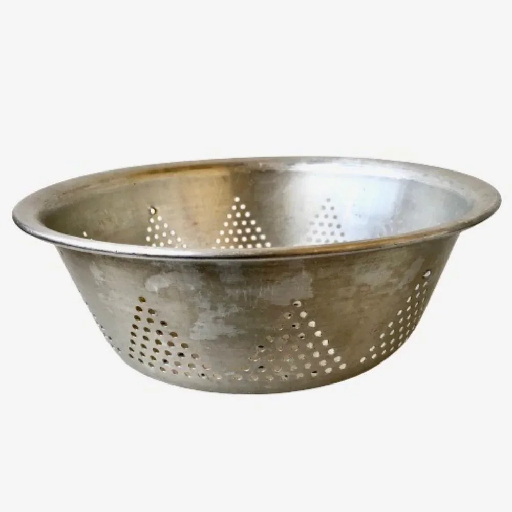 Aluminum Colander Basket Strainer Cooking Kitchen Utensil Vintage USED